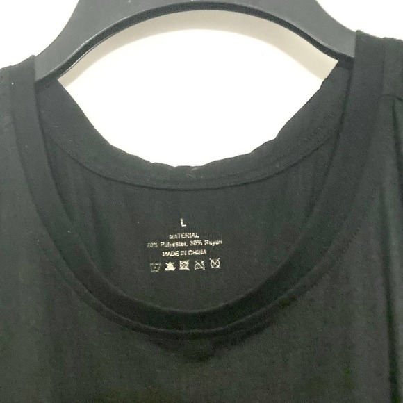 Women's L Solid Black Deep Cut Arms Racerback Tank Top - Picture 7 of 7